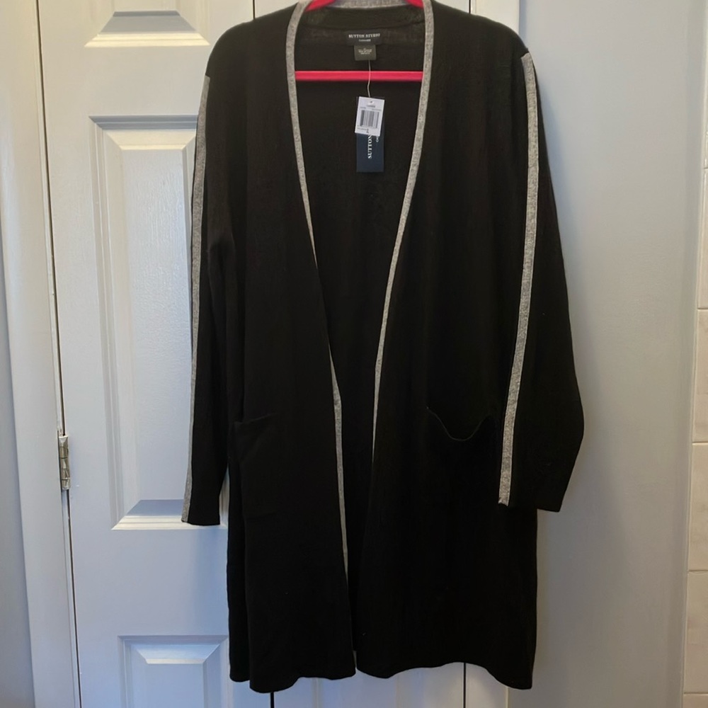 NWT Gorgeous 100% Cashmere Sutton Studio Long Cardigan, size XL